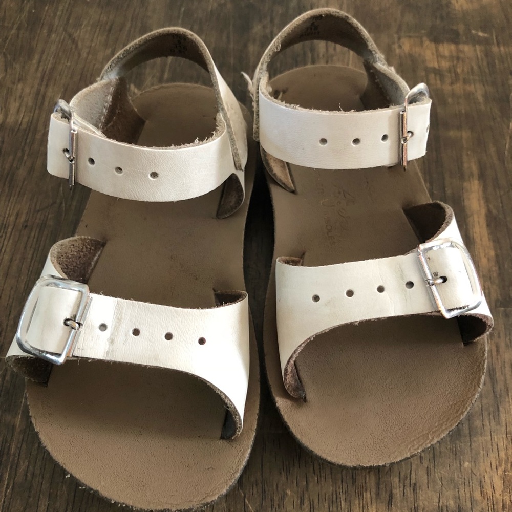 Girls white leather sun surfer sandals